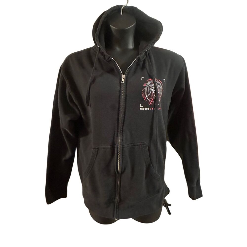 Independent Trading Company Mens Black Zip Up Fleece Hoodie Jacket Size Medium